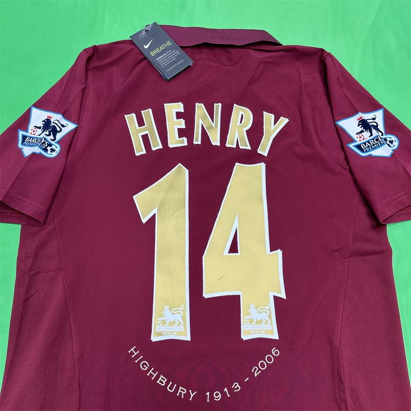 Nike 0506 Arsenal Commemorative Retro Red Short Sleeve Top HENRY No.14 Soccer Jerseys Quick Drying